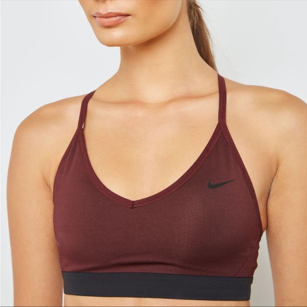 Indy Strappy Padded Sports Bra Burgundy Mesh